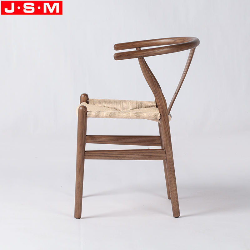 Durable Paper Rope Seat Dining Chairs Ash Timber Restaurant Chairs