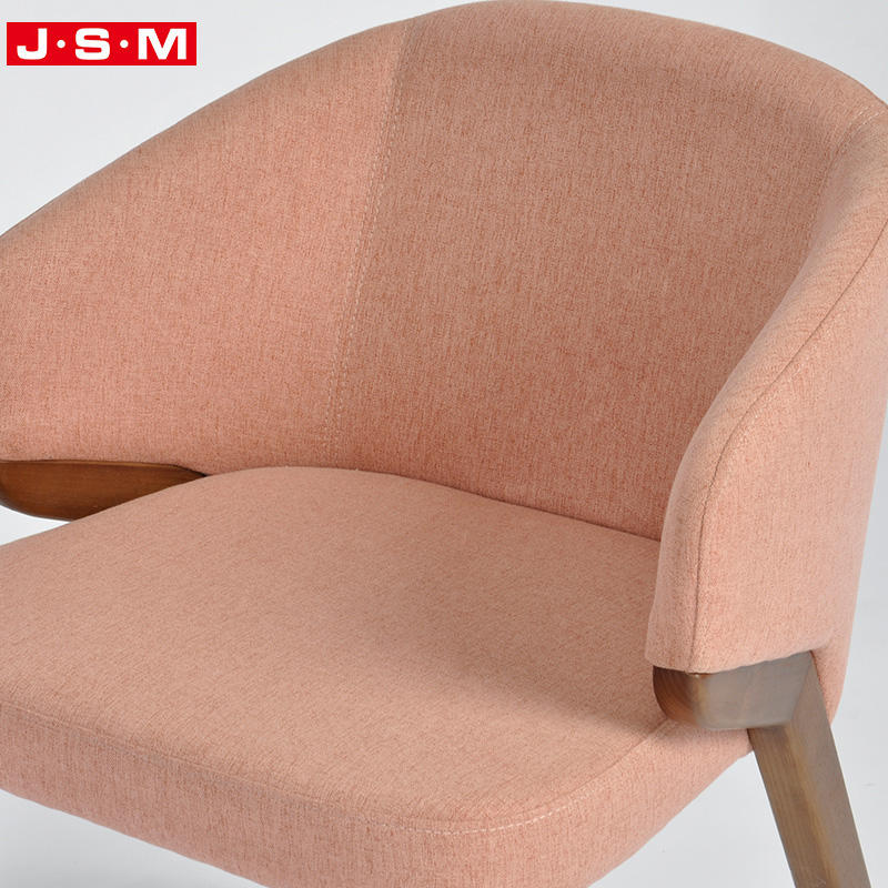 Modern Restaurant Outdoor Dining Room Wooden Pink Fabric High Back Dining Chairs