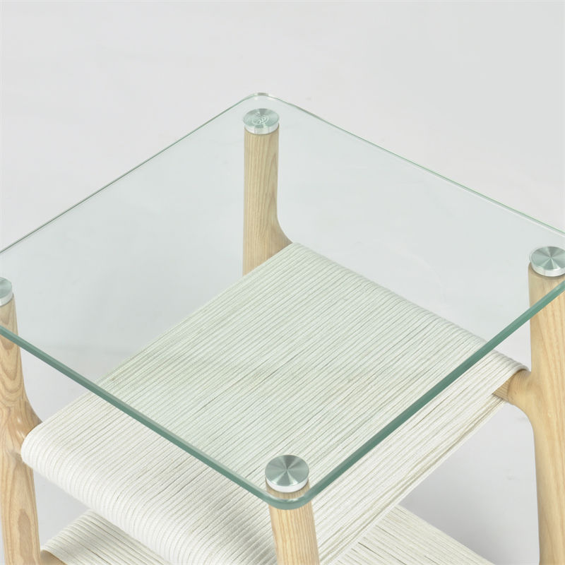 Luxury Outdoor Living Room Square Glass Tea Coffee Table With Storage