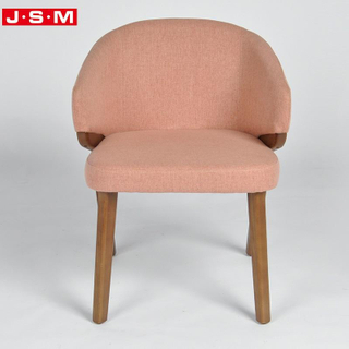 Modern Restaurant Outdoor Dining Room Wooden Pink Fabric High Back Dining Chairs