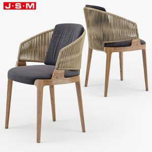 Luxury Hot Products Vintage Style Cushion Seattop Rope Back Cushion Seat Ash Timber Base Leisure Dining Chairs