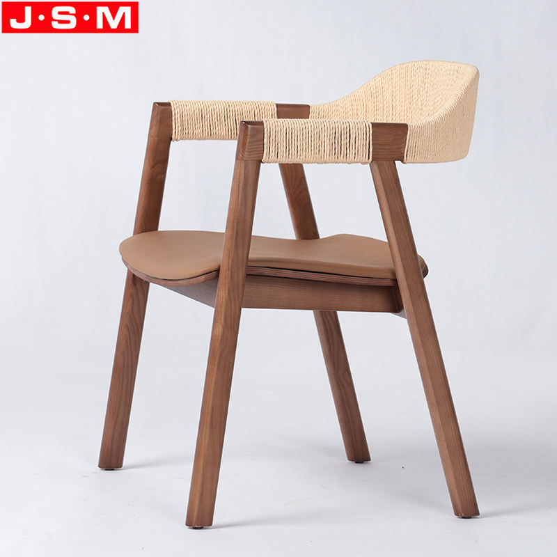 Wholesale Solid Wooden Cafe Paper Rope Back Decoration Restaurant Dining Chair