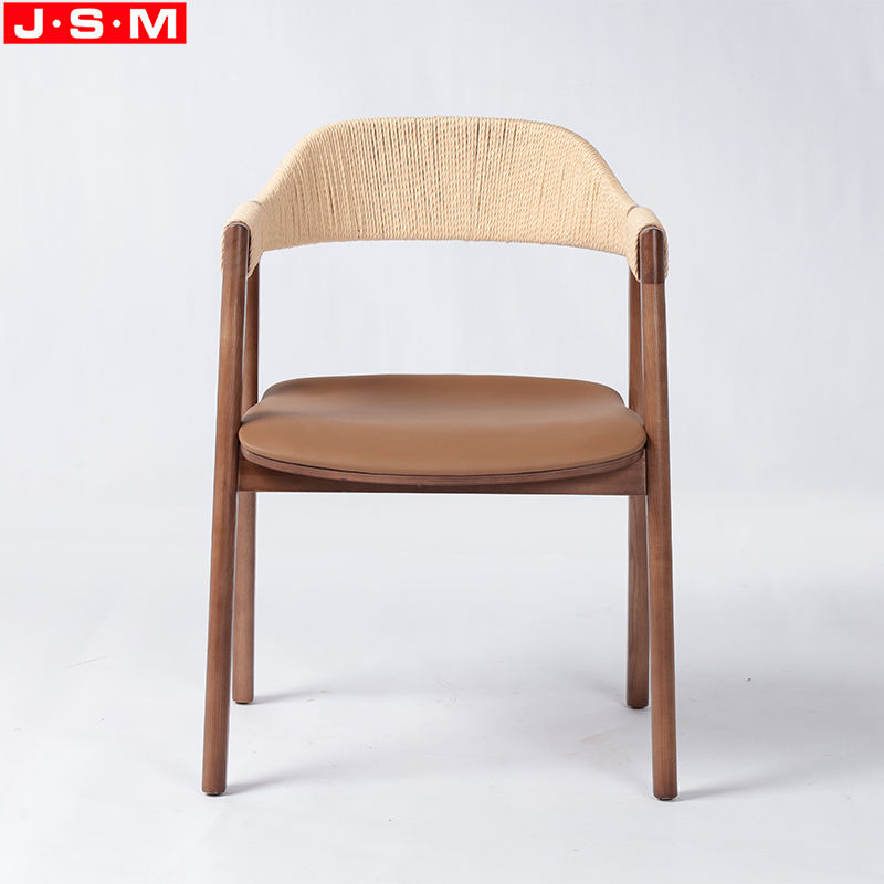 Wholesale Solid Wooden Cafe Paper Rope Back Decoration Restaurant Dining Chair