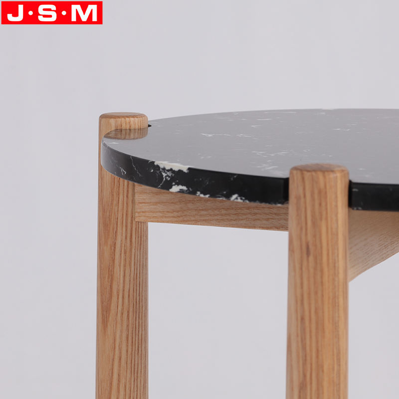 Minimalist Customized Coffee Table Stone Top Wood Leg Side Table