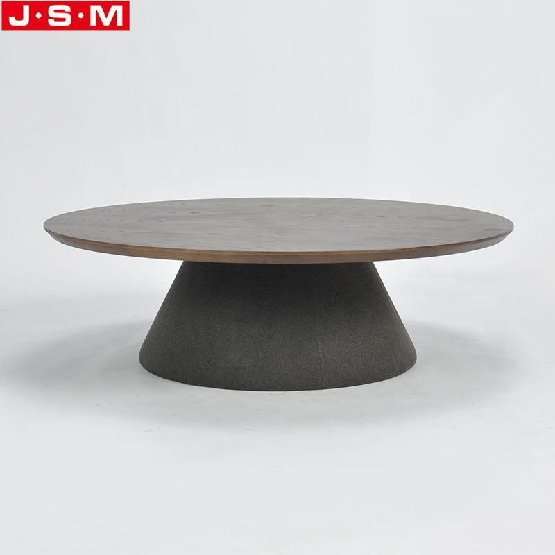Cushion Base Wood Veneer Table Top Round Coffee Table Home Living Room Tea Table