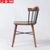 Factory Made Vintage Cafe Shop Iron Backrest Simple Style Wooden Restaurant Dinning Chairs