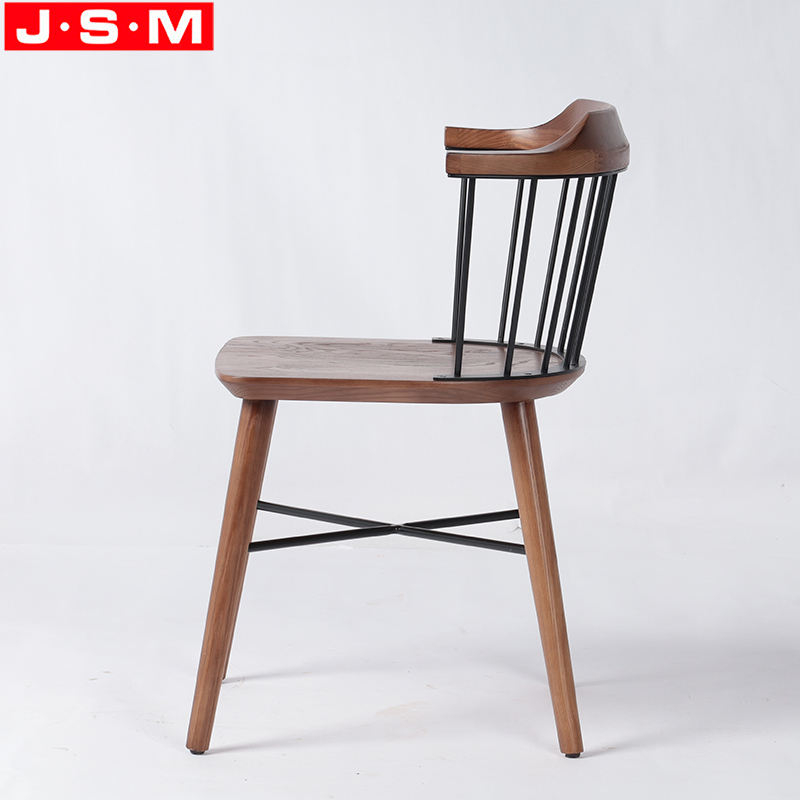 Factory Made Vintage Cafe Shop Iron Backrest Simple Style Wooden Restaurant Dinning Chairs