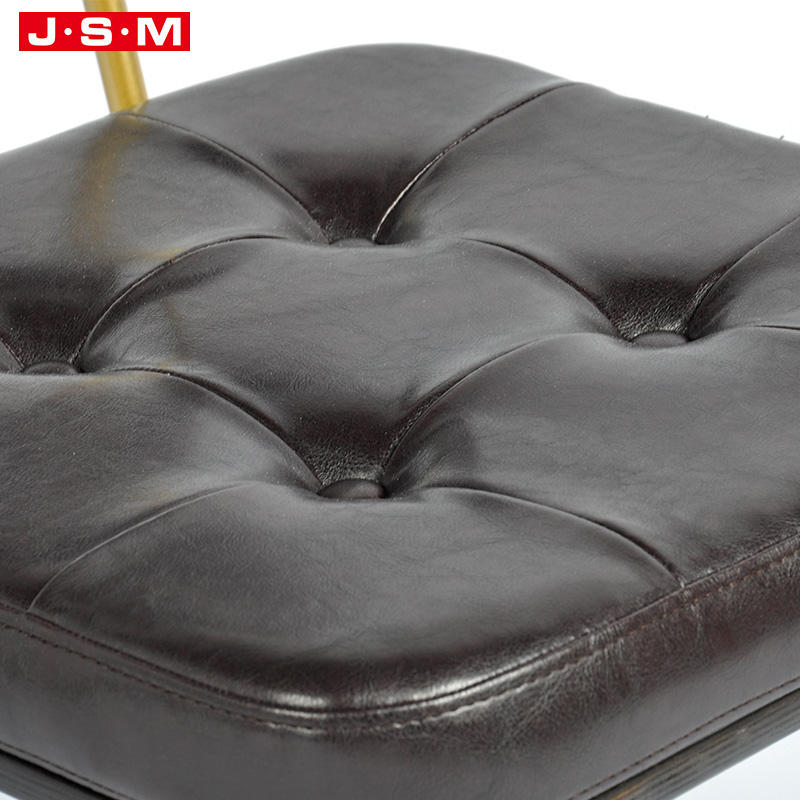 High Quality Furniture Dining Room Black Leather Upholstered Metal Dining Chairs