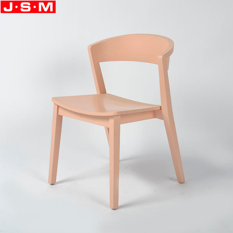 Nordic Retro Bedroom Dining Room Outdoor Pink Wooden Frame Dining Chairs