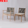 Nordic Hot Sale Cotton Rope Woven Back Chair Japandi Style Dining Chair