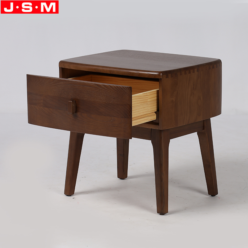 Square Wood Table Bedside With One Drawer