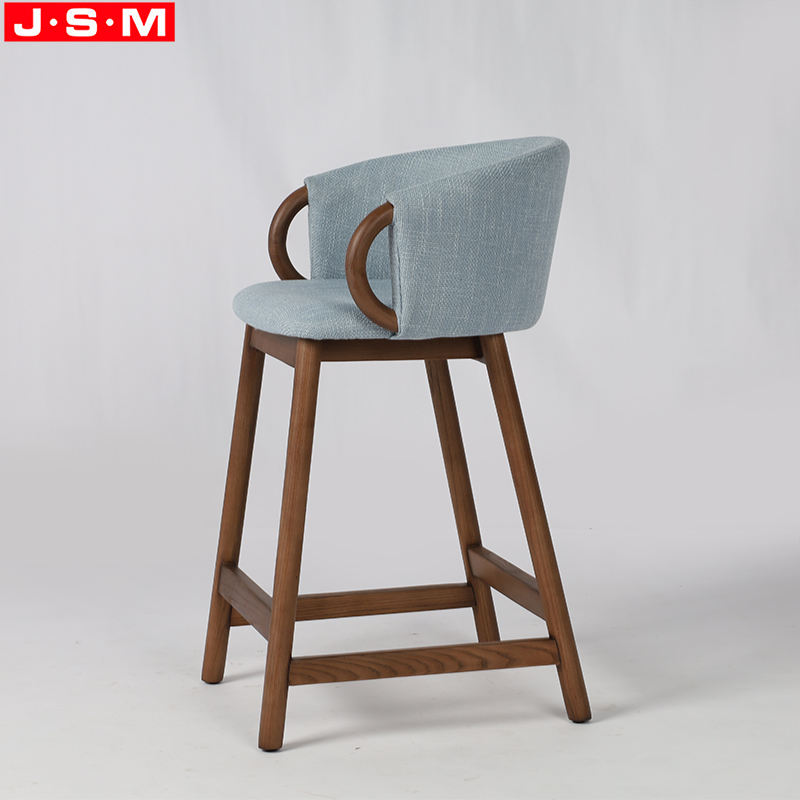 High Quality Breakfast Bar Stools Upholstered Fabric Seat Backrest Counter Kitchen Bar Chairs