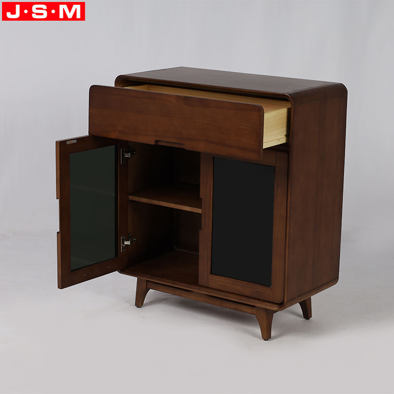 Simple One Drawers Brown Ash Timber Wood Base Living Room Cabinet