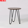 Round Metal Base Side Table European Timber Table Top Living Room Tea Coffee Table