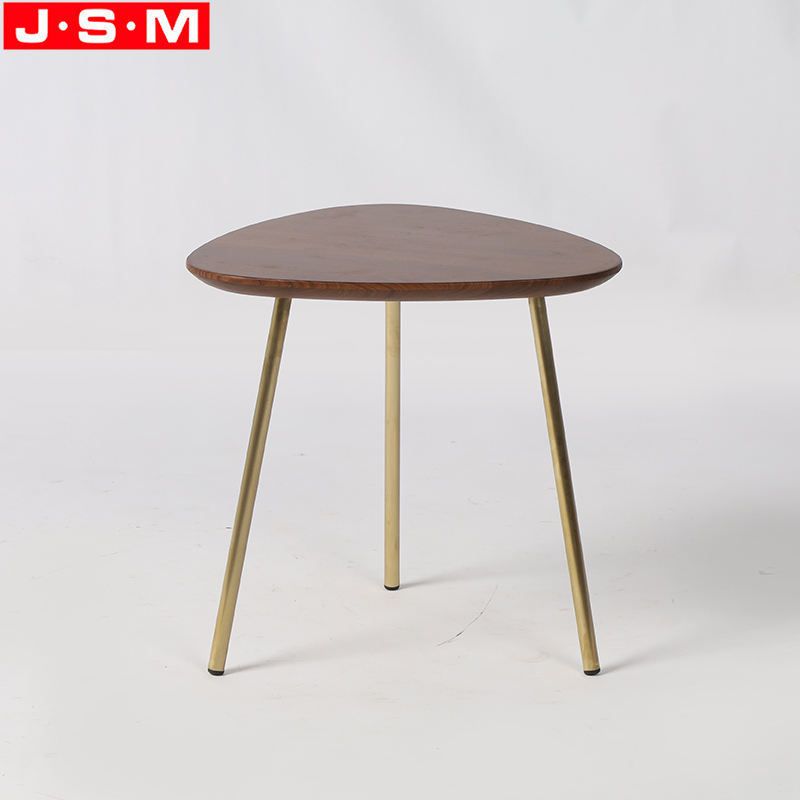 Timber Table Top Living Room Furniture Corner Table Beside Gold Metal Side Table