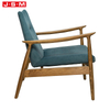 New Style Blue Cushion Seat Ash Timber Frame Wooden Leg Low Armchair