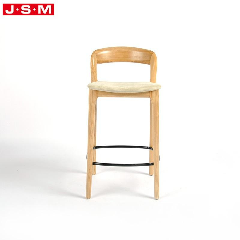 Modern Luxury Breakfas Kitchen Velvet Counter Fabric Wood Height Bar Chair Stools