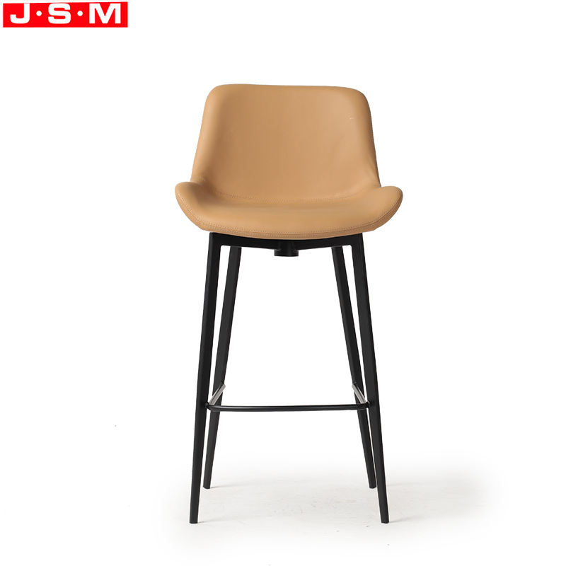 OEM Brown Color PU Upholstery Fabric Seat Metal High Legs Dining Metal Bar Chair Stool