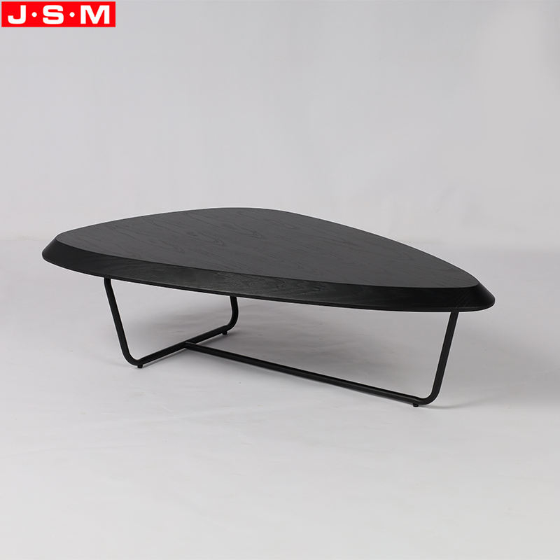 Modern Cocktail Living Room Metal Base Desktop Ash Timber Table Top Tea Table