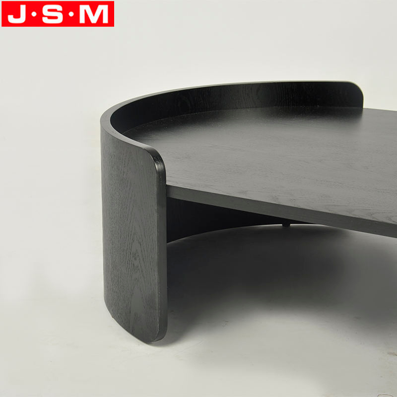 Modern Living Room Veneer Oval Black Coffee Wooden Tea Table