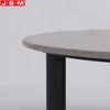 Modern Round Black Wood Leg Side Coffee Table Stone Top Tea Table