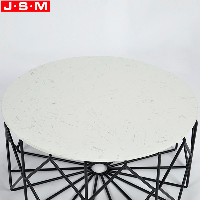 Metal Living Room Rock Slab Table Top Coffee White Round Tea Table