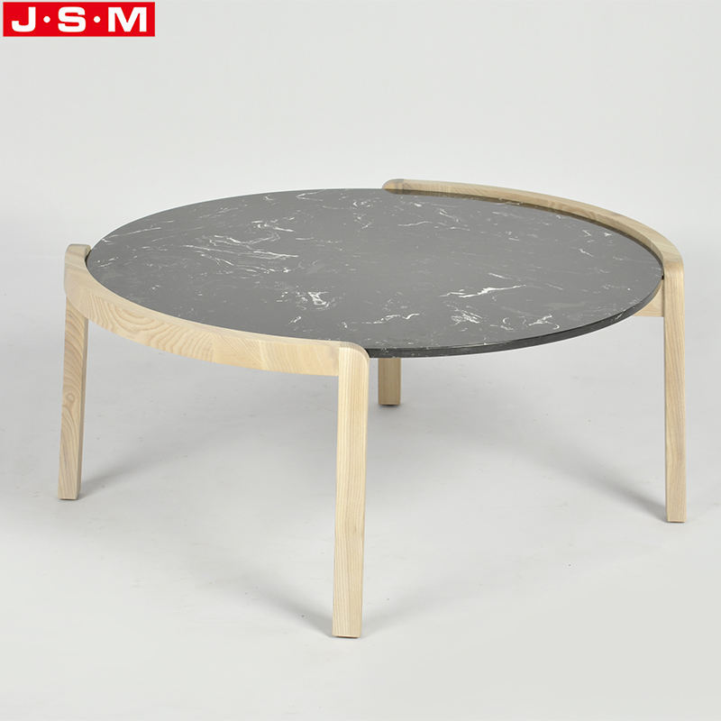 Outdoor Home Wooden Base Modern Living Room Round Tea Table Rock Slab Round Coffee Table