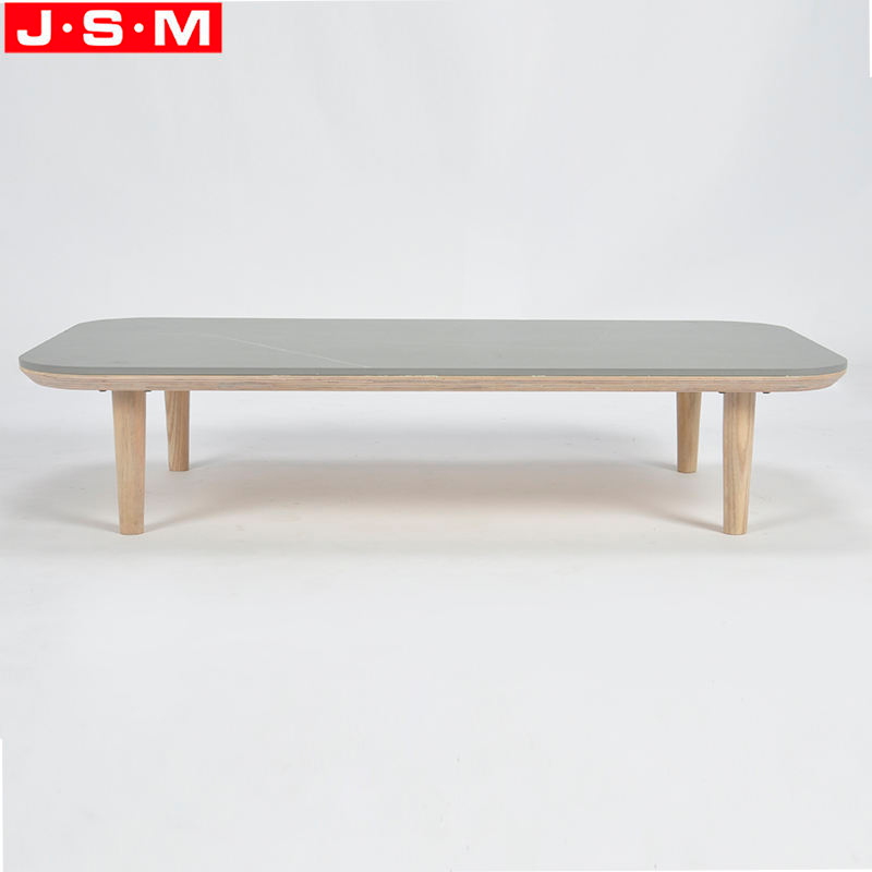 Gray Rock Slab Top Living Room Coffee Table Side Table Square Modern Tea Table