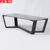 Living Room Restaurant Tea Table Tempered Glass Top Ash Timber Wood Square Coffee Table