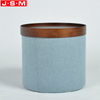 Moveable Timber Tray Round Cushion Base Modern Storage Fabric Ottoman Stool