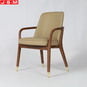 Hot Sale Dining Room Cushion Seat Fabric Wooden Legs Dining Chair With Armrest