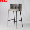 Hot Sale Weave Belt Back Metal Vintage Counter Height Stools Cushion Seat High Bar Chairs