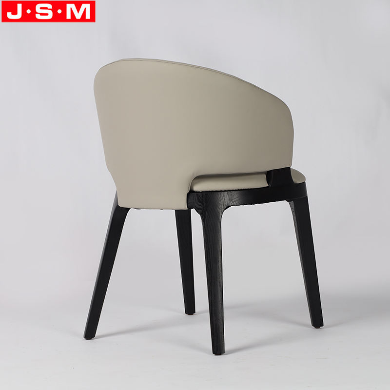 European Style Dining Leather Chair Home High Back Dining Chair With Wooden Legs