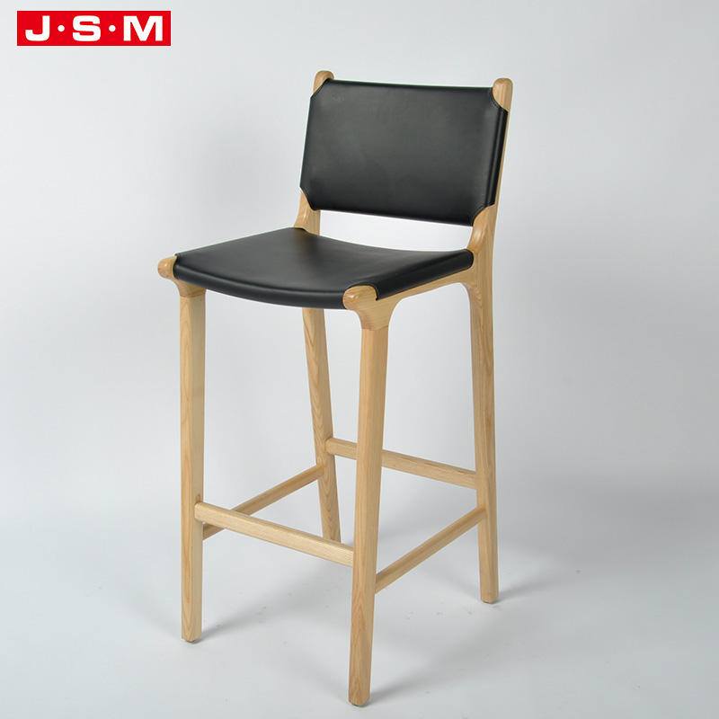 Nordic Modern Home Wooden Bar Stool Fabric Living Room Bar Leather Cafe Chair