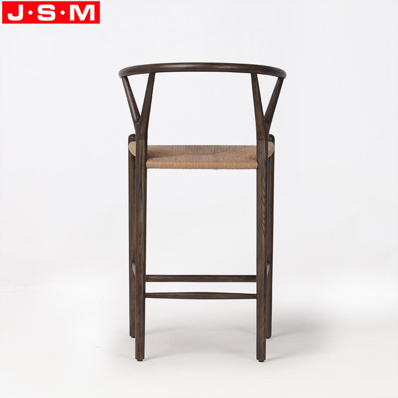 European Commercial Bar Furniture Chairs Paper Rope Woven Wooden Barstools