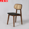 Restaurant Home Furniture Plastic Rattan Back Dining Chair With Ash Timber Frame