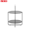 Nordic Minimalist Round Metal Legs Panel Wooden Coffee Table