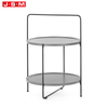 Hot Selling Modern Round Shape Double Deck Metal Frame Coffee Table