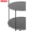 Hot Selling Modern Round Shape Double Deck Metal Frame Coffee Table
