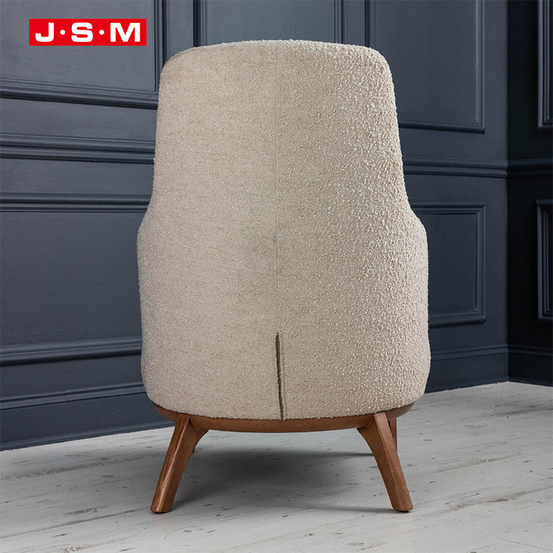 Factory Price Modern Classic Luxury Leisure Wooden Frame Foam And Fabric Ash Timber Base High Back Wooden Armchair