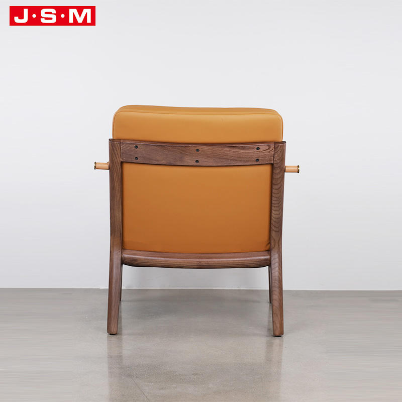 Quality Products Orange Fabric Leisure Chair Solid Wood High Back Armchair