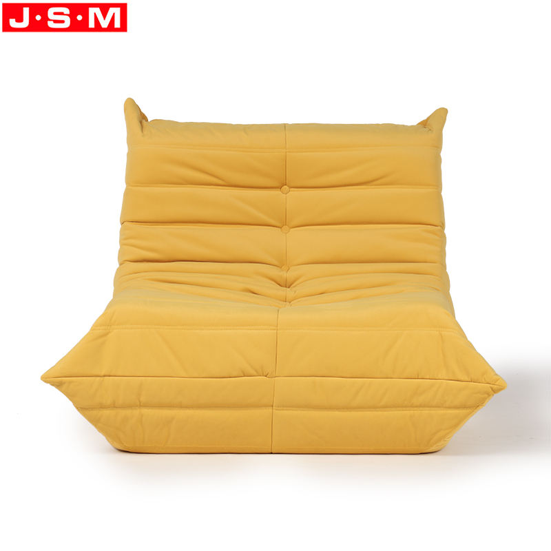 Living Room Yellow Floor Seating Sofa Chair Fabric Pleated Upholstery Comfortable Lazy Lounge Couch Sofa