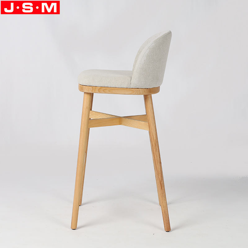 Counter Top Restaurant Hotel Wooden Frame Bar Stools For Restaurants Kitchen White Seat