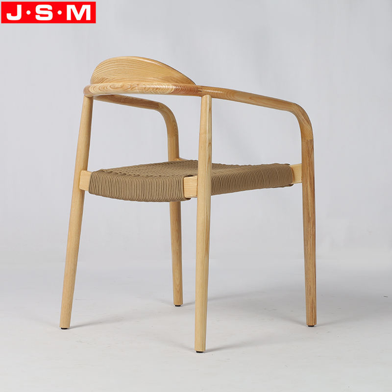 Cotton Rope Seat Dining Chair Home Furniture Restaurant Wooden Timber Frame Dining Chair