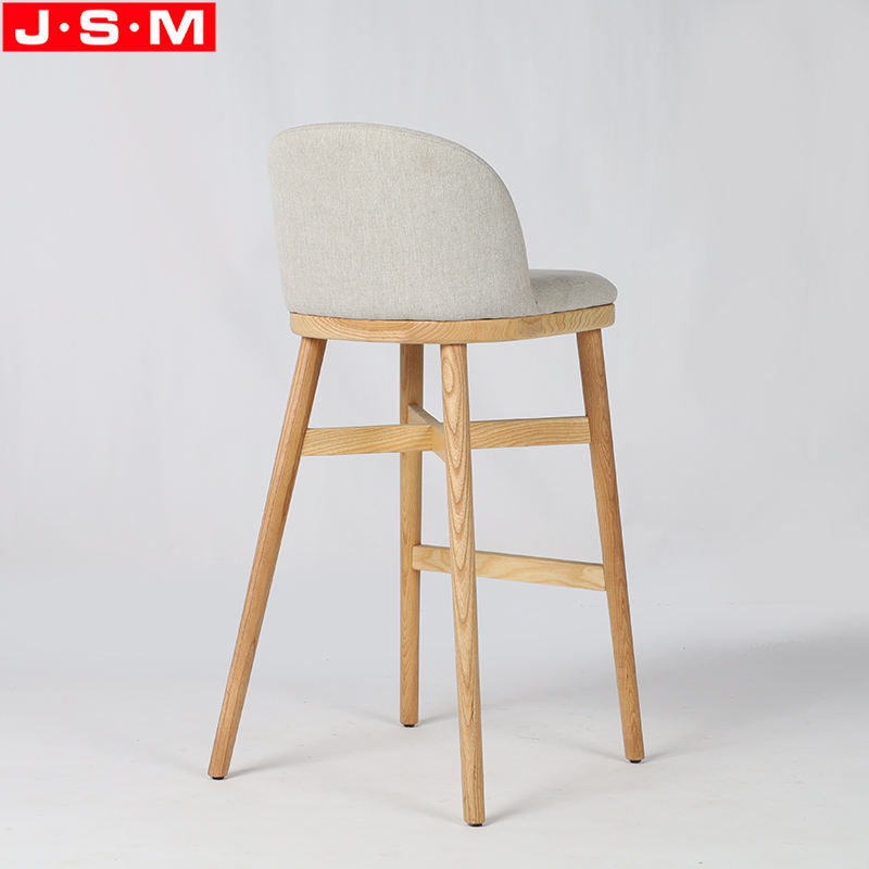 Counter Top Restaurant Hotel Wooden Frame Bar Stools For Restaurants Kitchen White Seat