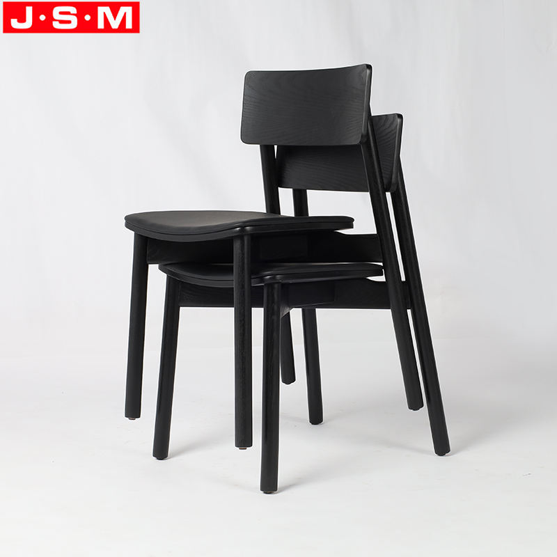 Black Veneer Back Restaurant Cushion Seat Wooden Dining Chair For Dining Room