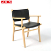 Modern Design Grey Fabric Upholstered Woven Belt Artificial Leather Dining Chair