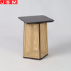 Ash Timber Base Living Room Wood Table Top Side Table With PE Plastic Rattan Decoration