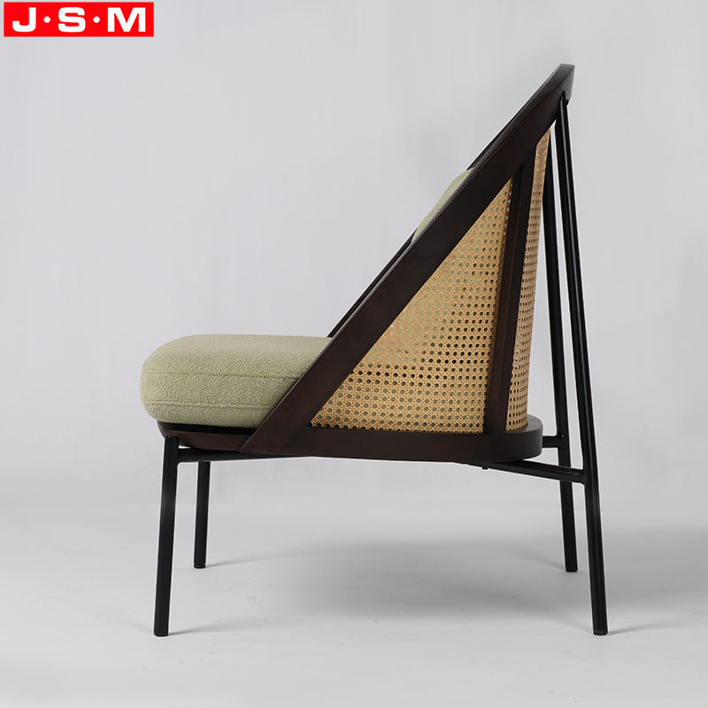 Factory Sale Modern Metal Armchair Home Used Leisure Chair With Plastic Rattan Backrest