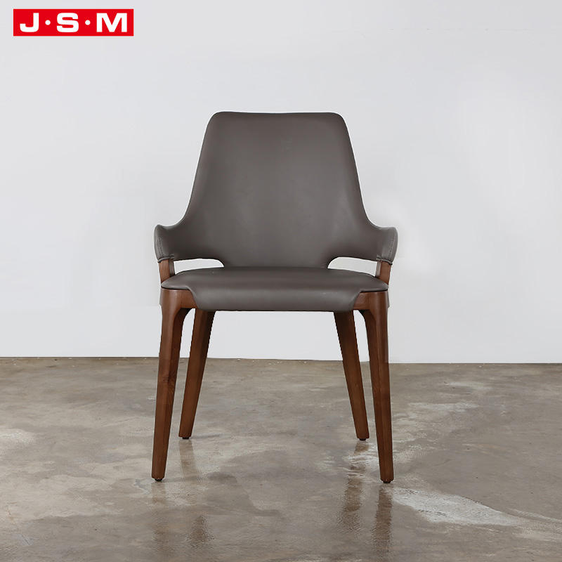 Minimalist Round Armrest Dining Chair Classic Wood Dining Chair With Gold Legs